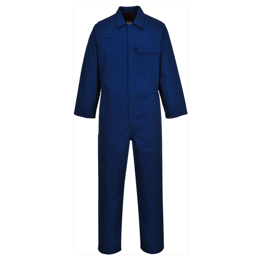 Welder safe Coverall in navy with a chest pockets and a pen loop on the chest.