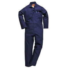 Welder safe Coverall in navy with a chest pockets and a pen loop on the chest.