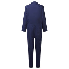 Back of Portwest Women's Coverall in navy with collar and elasticated waist band.