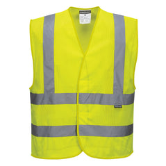 Yellow Portwest Mesh Air Hi-Vis Vest. Vest has hi vis strips on the body and the shoulders.