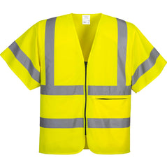 Yellow  Hi-Vis Half Sleeve Zip Vest with t shirt style arms left pocket