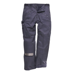 Navy Lined action trousers with zip side pockets and kneepad pockets. 