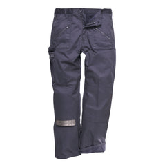 Navy Lined action trousers with zip side pockets and kneepad pockets.