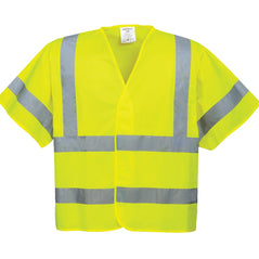 Yellow Hi-Vis Short Sleeved Vest With Hi Vis Bands on the body shoulders and sleeves.