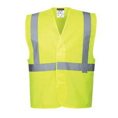 Yellow hi vis one chest band hi vis jacket. Hi vis band across the body and shoulders.  
