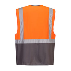 Orange and grey Warsaw Executive Vest with reflective strips