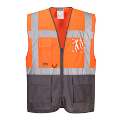 Orange and grey Warsaw Executive Vest with reflective strips