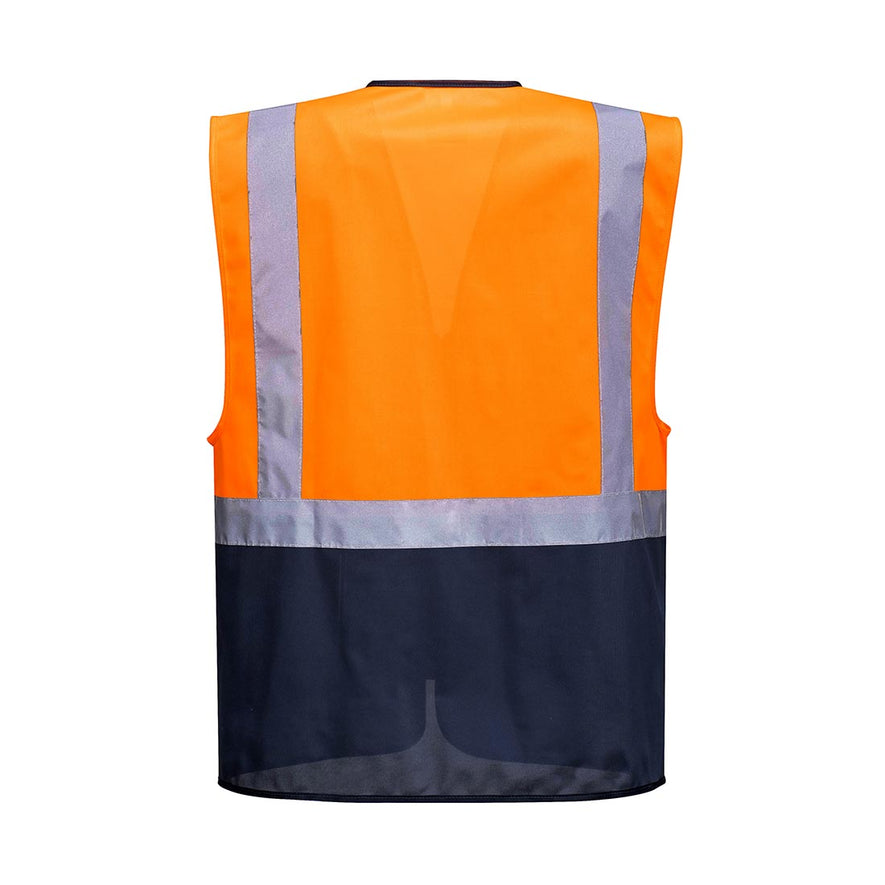 Orange and navy Warsaw Executive Vest with reflective strips