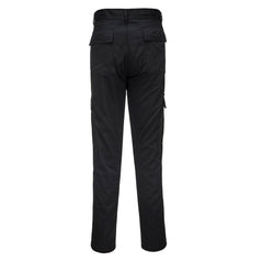 Black portwest slim fit combat trouser. Trouser has side cargo pockets.