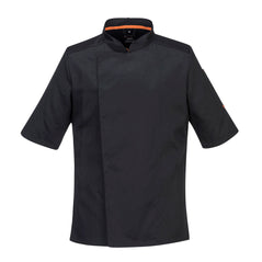 Black Portwest Meshair Pro Short Sleeve chef jacket.