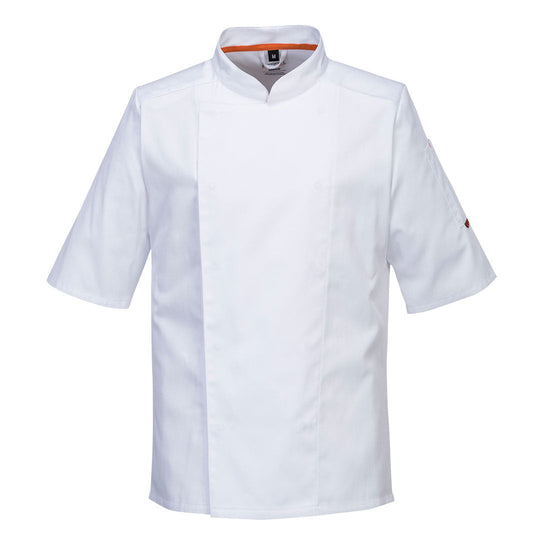 White Portwest Meshair Pro Short Sleeve chef jacket.