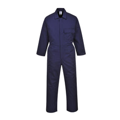 Navy collared coverall with pocket on left breast