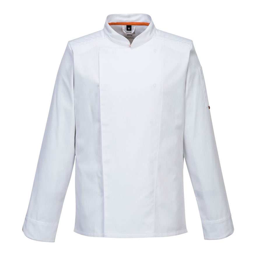 White Portwest Meshair Pro Long Sleeve chef jacket.