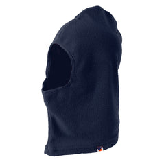 Navy fleece balaclava with hole for eye.
