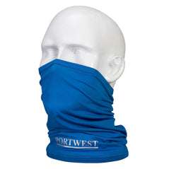 Blue Cobalt neck tube with Portwest branding.