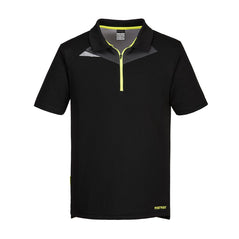 Black DX4 Polo Shirt S/S and yellow zip and detail on right collar bone