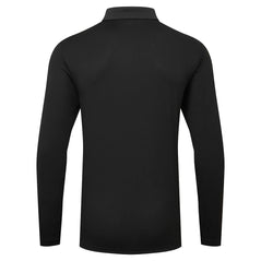 Back of Portwest DX4 Polo Shirt long sleeve in black with collar.