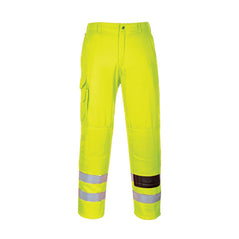 Yellow Hi-Vis Combat Trouser with pocket and reflective strips on ankles