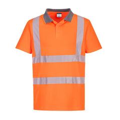 Orange Eco Hi-Vis S/S Polo with reflective strips