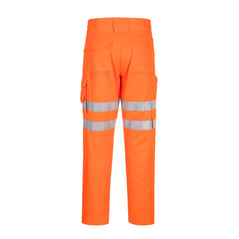 Orange Eco Hi-Vis Trouser with left trouser pocket and reflective strips on thigh
