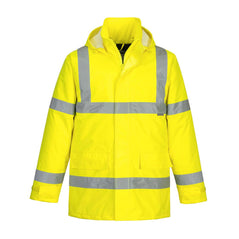 Yellow Eco Hi-Vis Winter Jacket with hood and large pockets