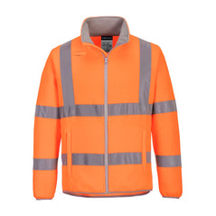 Orange Eco Hi-Vis Fleece Jacket and grey fleec fabric neck