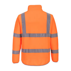 Orange Eco Hi-Vis Fleece Jacket and grey fleec fabric neck