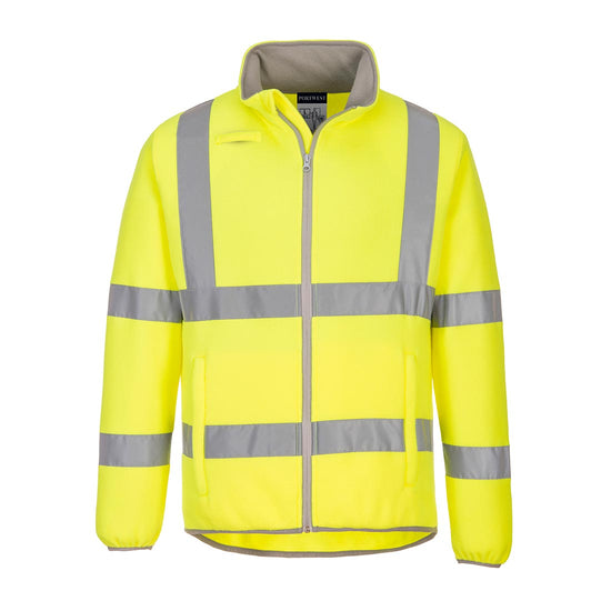 Yellow Eco Hi-Vis Fleece Jacket and grey fleec fabric neck