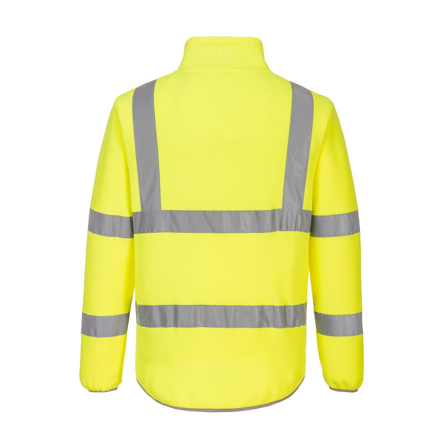 Yellow Eco Hi-Vis Fleece Jacket and grey fleec fabric neck