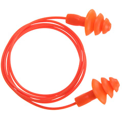 Orange reusable corded TPR ear plug. Ear plug in pack of 50 pairs.