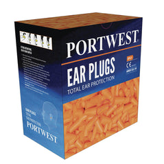 Blue box of 500 ear plugs, refill pack for the ear plug dispenser in a blue box with white protest branding.