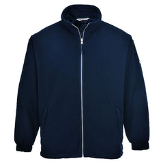 Navy portwest windproof fleece. Fleece jacket has full zip fasten, and zip fasten side pockets.
