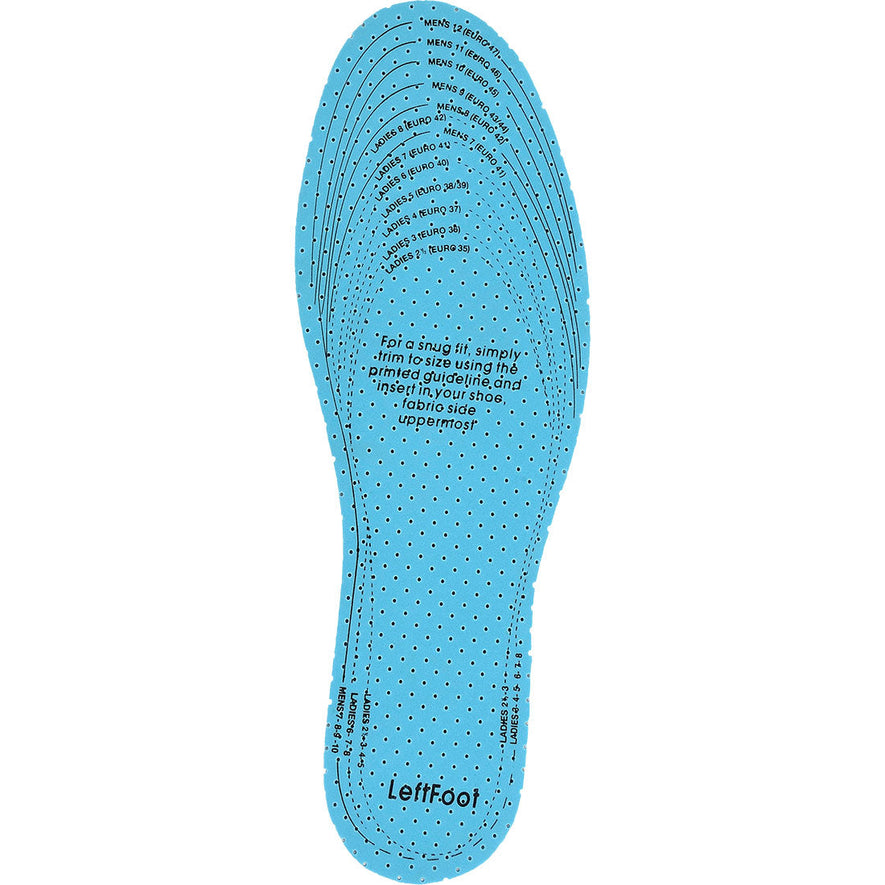 Blue inside with writing on the insole.