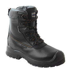 Black portwest compositelite Traction 7 inchs S3 safety boot. Boot has a protective toe, scuff cap and has a black sole.