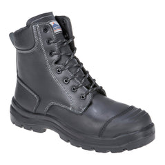 Black Eden safety boot. Black high ankle boot with protective toe.
