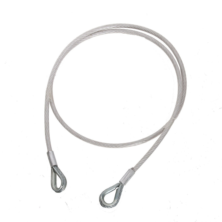Silver cable anchorage sling with two loops to assist with clipping.