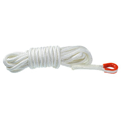 White fall arrest rope with orange loop.