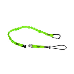 Green quick connect tool lanyard. Green middle and black clip end.