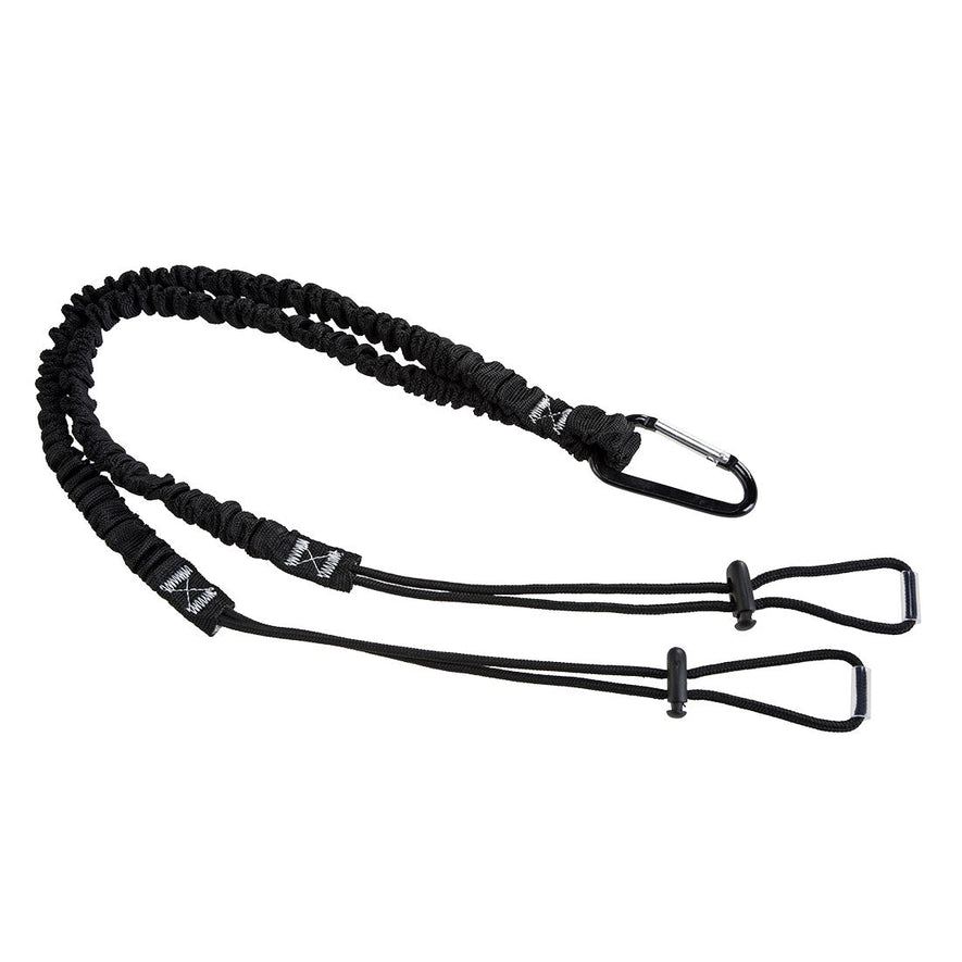 Black elasticated double tool lanyard