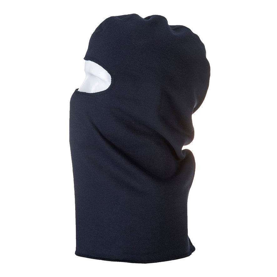 Navy FR anti static balaclava with eye hole.