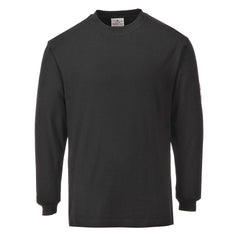 Black flame resistant anti static long sleeve t-shirt.