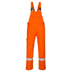 Bizflame Plus Bib and Brace Orange with two hi vis bands on the ankles.