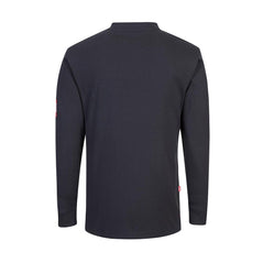 Grey FR Anti-Static Henley jumper with 3 buttons and chest pocket