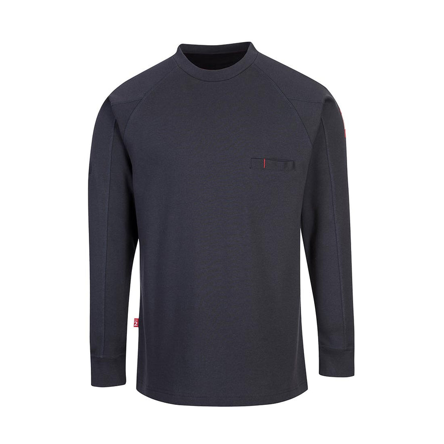 Grey FR Anti-Static Henley jumper with chest pocket