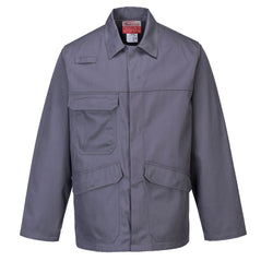 Grey Bizflame pro jacket with lower pockets, chest pocket and pen holder.