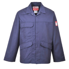 Navy Bizflame pro jacket with lower pockets, chest pocket and pen holder.