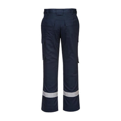 Navy Bizflame Plus Lightweight Stretch Panelled Trouser with belt loops and reflective strips on shins