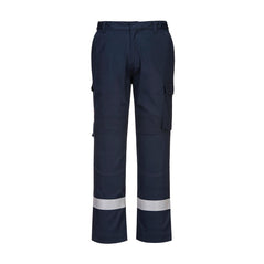 Navy Bizflame Plus Lightweight Stretch Panelled Trouser with belt loops and reflective strips on shins
