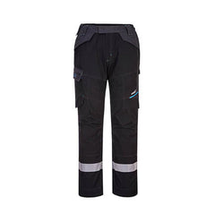 Black WX3 FR Service Trouser with grey waist, cargo pockets and reflective strips on shins