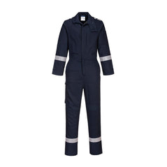 Navy Bizflame Plus Stretch Panelled Coverall with reflective wrists and ankles